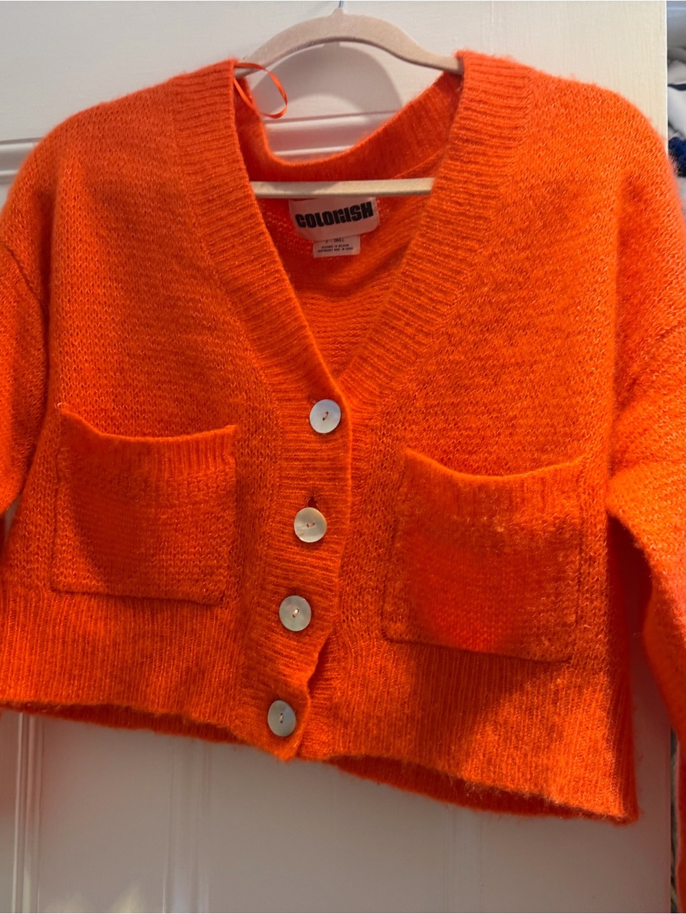 ColorRush Bright Orange V-Neck Button Front Cardigan